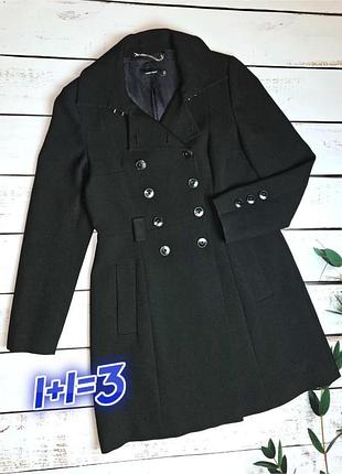 1+1=3 брендовое черное женское двубортное пальто karen millen, размер 48 - 50