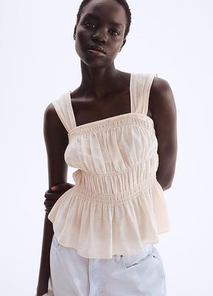Новый нежный топ h&m draped top - s