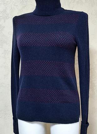 Полосатый шерстяной джемпер с высоким воротником mark &amp; spenser