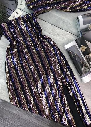 Сяюча сукня міді паєтки бандо м 38 na-kd / женское вечернее платье