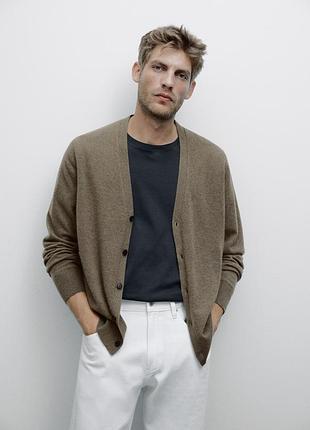Чоловічий бавовняний кардиган zara, кофта на ґудзиках зара оригінал