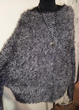 Мягкий укороченный свитер-травка меланж в состоянии нового батал-оверсайз cecilia