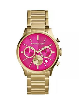 Жіночий кварцовий годинник michael kors mk5909 з нержавіючої сталі, рожевий циферблат, ø44 мм, оригінал