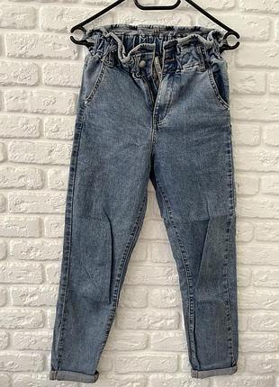 Жіночі джинси на резинки з ефектом вареного синього кольору