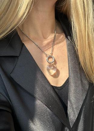 Кольє з прозорим серцем 3