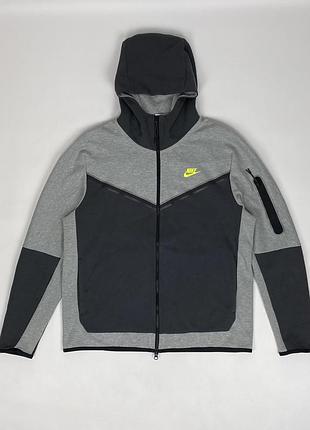 Спортивна кофта толстовка nike sportswear tech fleece full-zip hoodie grey dv0537-063 зіп худі оригінал сіра чоловіча розмір l - xl