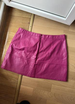 Спідниця шкіряна міні малинова еко шкіра коротка