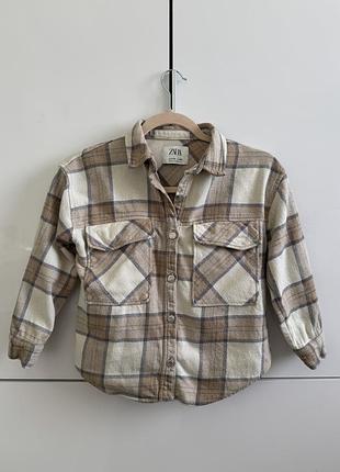 Стильна плотна рубашка сорочка в клітинку zara для дівчинки
