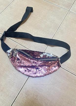 Сумка бананка з паєтками