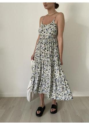 Сарафан макси длинный в пол в цветочный принт ярусный летний primark 18 xxxl 3xl