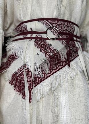 Фартух / баска косинка  з етнічними орнаментами  на червоній стрічці   simmishop.handmade   one size