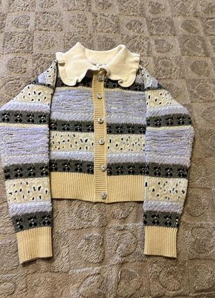 Красивий кардиган з сріблястими ґудзиками та комірцем zara светр кофта джемпер