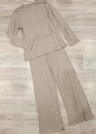 Костюм жіночий рубчик беж кофта штани