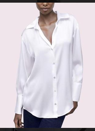 Zara | жіноча сатинова сорочка розмір м біла