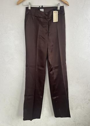 Шоколадні атласні штани пряма штанка
