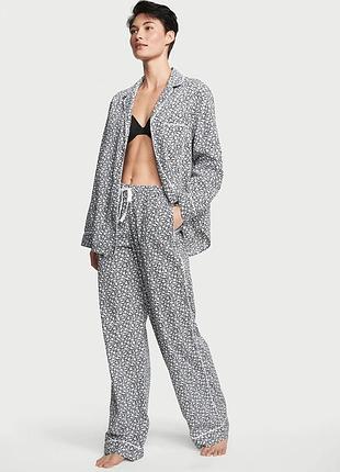 Котонова піжама cotton long pajama set вікторія сікрет