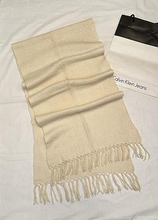 Молочний теплий шарф, зимовий бежевий палантин