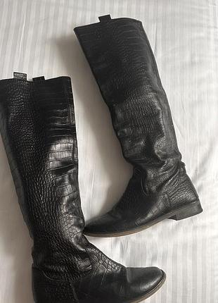 Чоботи з широкою халявою, шкіряні, без підкладки