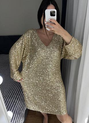 18 розмір сукня батал з паєтками паетки з блистівками блискуча новорічна на корпоратив плаття платье на підкладці