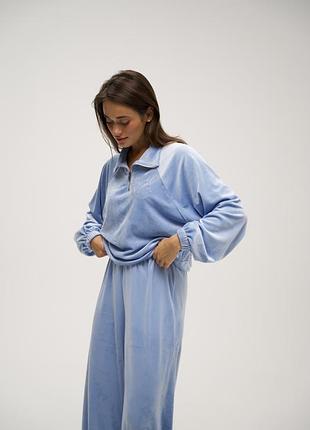 Велюровый спорт костюм худи с молнией и брюки штаны