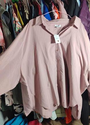Рожева пудрова жіноча сорочка батал великий розмір 32