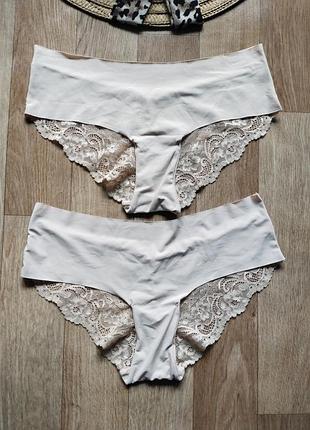 Комплект бесшовных трусиков с кружевом 2 шт