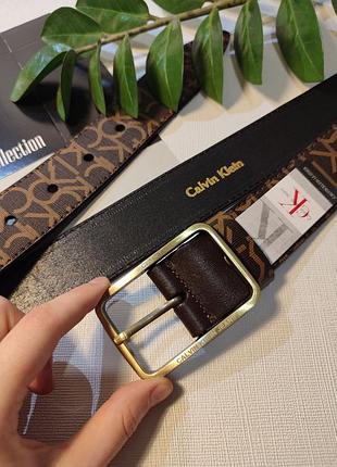 Ремінь унісекс 4см з шкіри + коробка, ремінь шкіра турція, ремінь коричневий бронза шкіряний пояс туреччина стиль calvin klein келвін кляйн