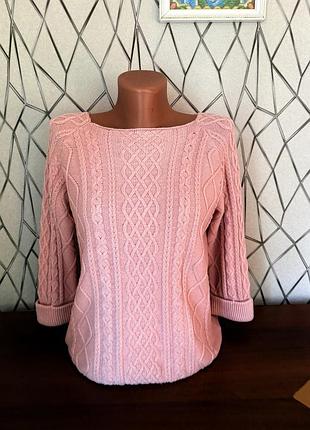 Тепла бавовняна кофта светр жіноча рожевого кольору розмір s мʼягка класна