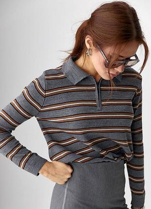 50% хлопок турецкий свитер светер поло в полоску на молнии джемпер с воротничком