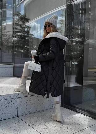 Куртка пальто зимове жіноче з капюшоном