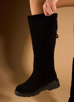 Замшевые женские сапоги черные турция fabio monelli 180155