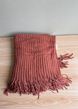Теплий в'язаний акриловий плед з бахромою