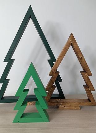 Набор сувенирных деревянных елок +led гирлянда