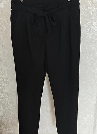 Черные брюки с поясом на завязке, высокая посадка xxl