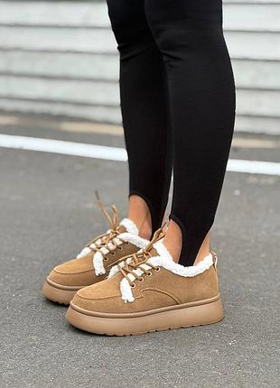 Натуральная замша + мех!!️ женские утепленные ботинки на меху