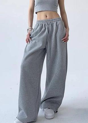 Жіночі широкі спортивні штани на затяжках фіксаторах двонитка люкс
