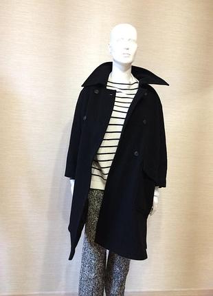 Женское черное демисезонное пальто шерсть