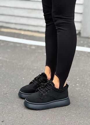 Натуральная замша + мех!!️ женские утепленные ботинки на меху