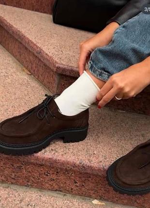 Нові трендові жіночі дербі черевики натуральна замша