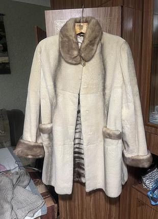 Натуральная шуба стриженый бобёр +норка