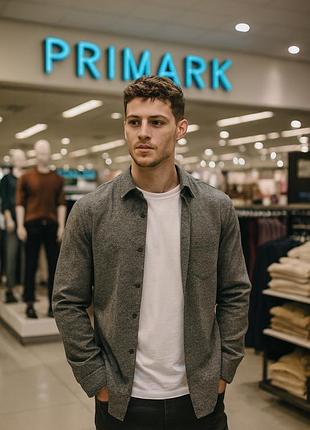 Рубашка мужская primark серая xl 100% хлопок