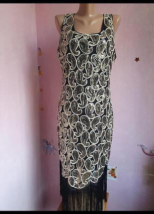 Золотое платье с бахромой, платье гетсби, золотые паетки