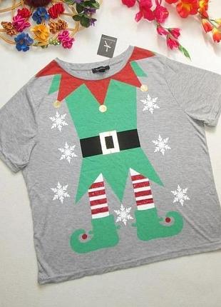 Новогодняя футболка батал с эльфом atmosphere ⛄❄️⛄