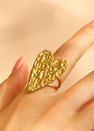 Кольцо массивное сердце нержавеющая сталь