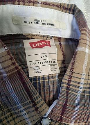 Мужская рубашка в клетку от levi's ( l) 3