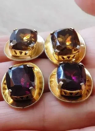 Вінтаж запонки з коричневим каменем срср упаковка стан люкс