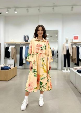 Сукня міді платье батал цветочный принт пышное