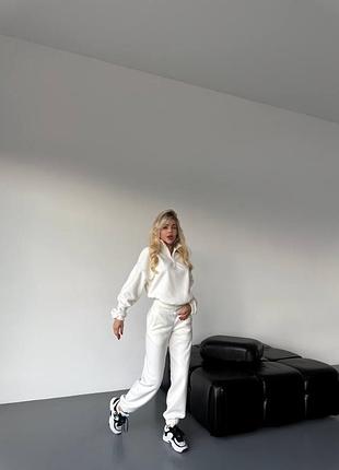 Теплый женский брючный флисовый костюм