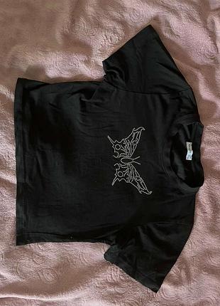 Топ, топик со стразами бабочка