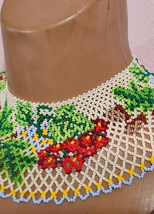 Женское украшение ожерелье - силягаз чешского бисера калина и дуб